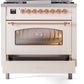 Ilve UP36FNMPAWPLP Nostalgie Ii 36 Inch Dual Fuel Liquid Propane Freestanding Range In Antique White With Copper Trim