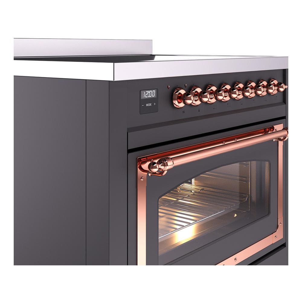 Ilve UNI366NMPMGP Ilve Uni366Nmpmgp Nostalgie Ii Noblesse 36" Induction Range (Triple Glass Door, Graphite Matte, Copper)