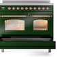 Ilve UPDI406NMPEGP Nostalgie Ii 40 Inch Electric Freestanding Range In Emerald Green With Copper Trim