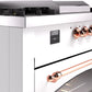 Ilve UP60FSNMPWHPLP Nostalgie Ii 60 Inch Dual Fuel Liquid Propane Freestanding Range In White With Copper Trim