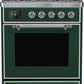 Ilve UM30DNE3EGCLP Majestic Ii 30 Inch Dual Fuel Liquid Propane Freestanding Range In Emerald Green With Chrome Trim