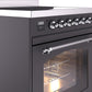 Ilve UPI304NMPMGC Nostalgie Ii 30 Inch Electric Freestanding Range In Matte Graphite With Chrome Trim