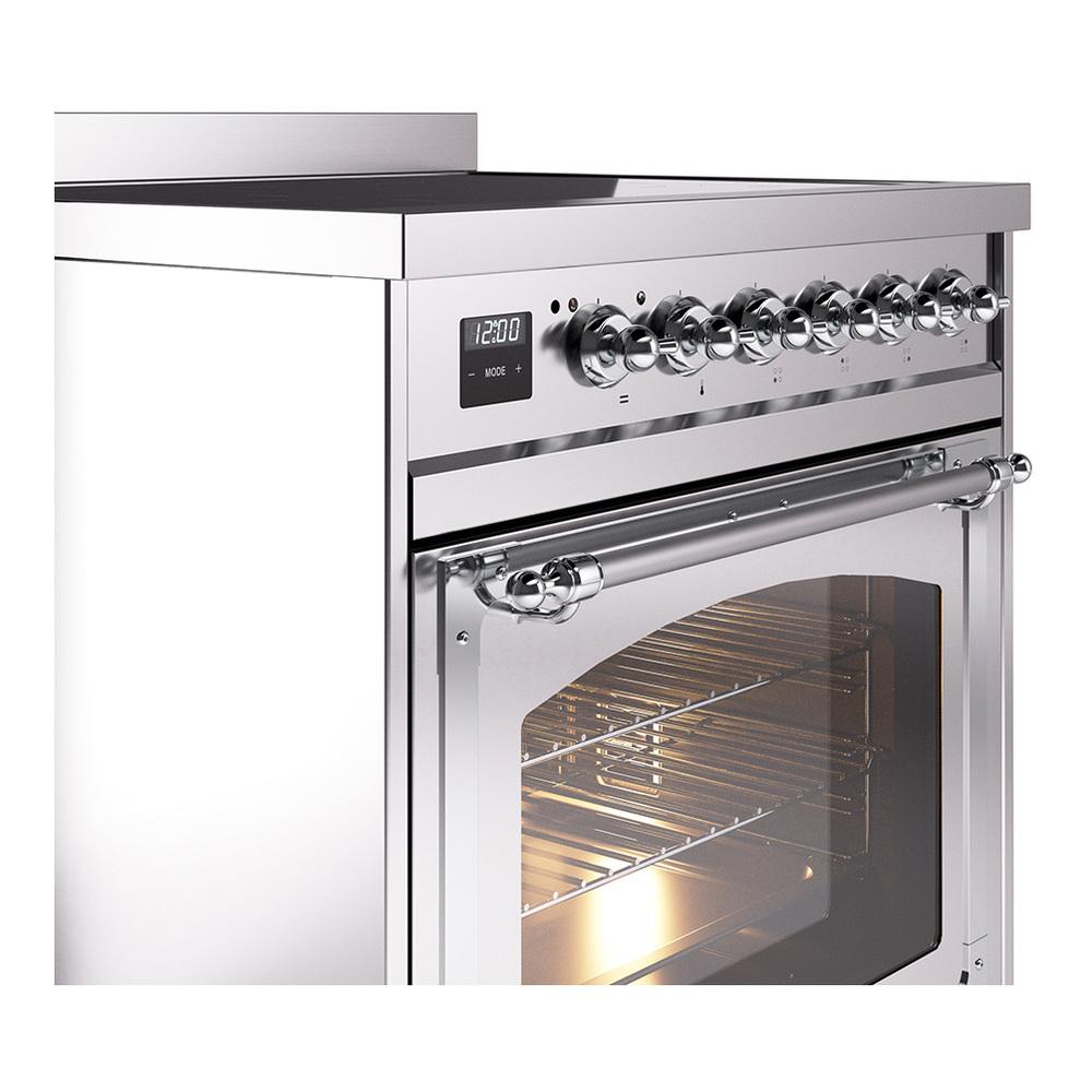 Ilve UNI304NMPSSC Ilve Uni304Nmpssc Nostalgie Ii Noblesse 30" Induction Range (Triple Glass Door, Stainless Steel, Chrome)