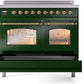 Ilve UPDI406NMPEGG Nostalgie Ii 40 Inch Electric Freestanding Range In Emerald Green With Brass Trim