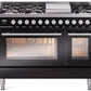 Ilve UP48FWMPBKLP Professional Plus Ii 48 Inch Dual Fuel Liquid Propane Freestanding Range In Glossy Black With Trim