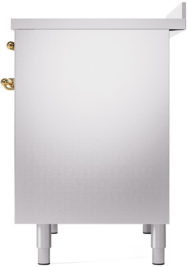 Ilve UPDI406NMPSSG Nostalgie Ii 40 Inch Electric Freestanding Range In Stainless Steel With Brass Trim