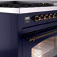 Ilve UP48FNMPMBB Nostalgie Ii 48 Inch Dual Fuel Natural Gas Freestanding Range In Blue With Bronze Trim