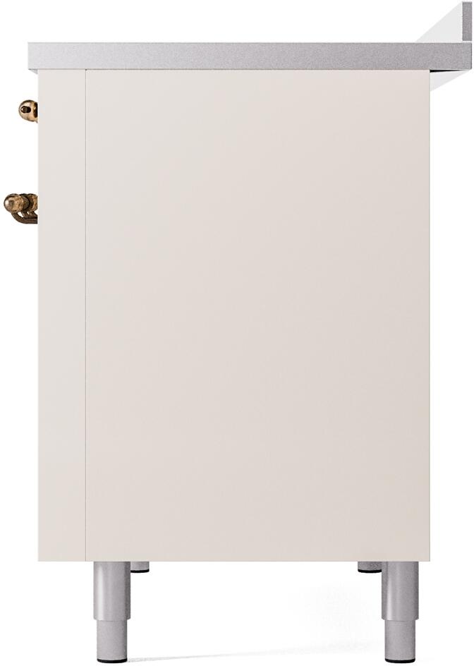 Ilve UPI486NMPAWB Nostalgie Ii 48 Inch Electric Freestanding Range In Antique White With Bronze Trim