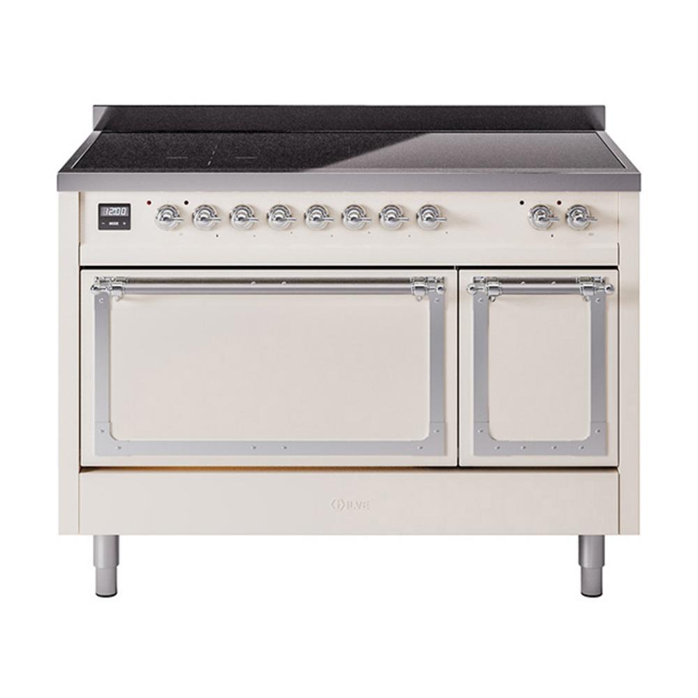 Ilve UNI486QNMPAWC Ilve Uni486Qnmpawc Nostalgie Ii Noblesse 48" Induction Range (Solid Door, Antique White, Chrome)