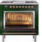 Ilve UP36FNMPEGPLP Nostalgie Ii 36 Inch Dual Fuel Liquid Propane Freestanding Range In Emerald Green With Copper Trim