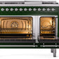 Ilve UP48FNMPEGC Nostalgie Ii 48 Inch Dual Fuel Natural Gas Freestanding Range In Emerald Green With Chrome Trim