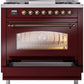 Ilve UP36FNMPBUBLP Nostalgie Ii 36 Inch Dual Fuel Liquid Propane Freestanding Range In Burgundy With Bronze Trim