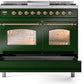 Ilve UPD40FNMPEGGLP Nostalgie Ii 40 Inch Dual Fuel Liquid Propane Freestanding Range In Emerald Green With Brass Trim