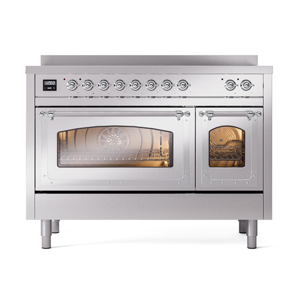 Ilve UNI486NMPSSC Ilve Uni486Nmpssc Nostalgie Ii Noblesse 48" Induction Range (Triple Glass Door, Stainless Steel, Chrome)