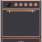 Ilve UM30DQNE3MGP Majestic Ii 30 Inch Dual Fuel Natural Gas Freestanding Range In Matte Graphite With Copper Trim