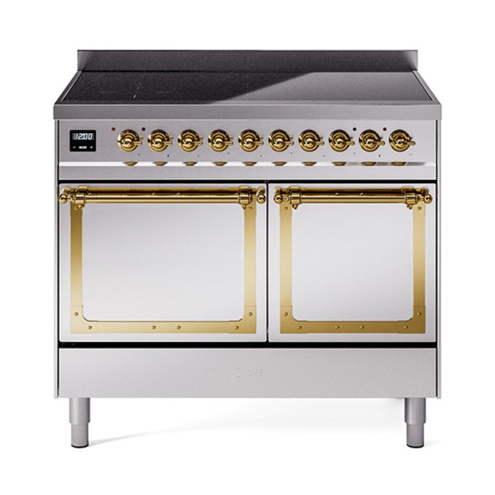 Ilve UNDI406QNMPSSG Ilve Undi406Qnmpssg Nostalgie Ii Noblesse 40" Induction Range (Solid Door, Stainless Steel, Brass)