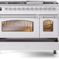 Ilve UP48FNMPWHC Nostalgie Ii 48 Inch Dual Fuel Natural Gas Freestanding Range In White With Chrome Trim