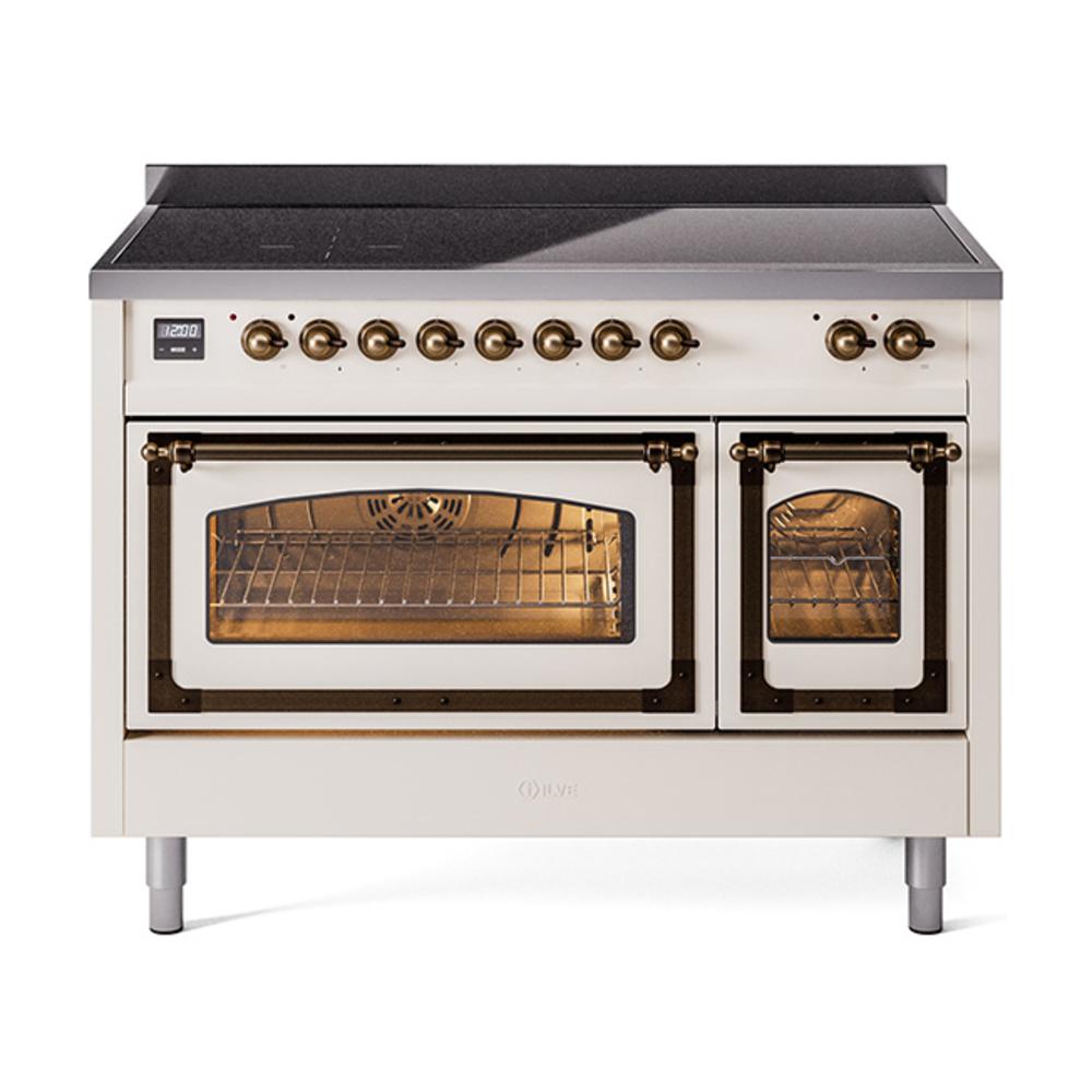 Ilve UNI486NMPAWB Ilve Uni486Nmpawb Nostalgie Ii Noblesse 48" Induction Range (Triple Glass Door, Antique White, Burnished)