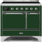 Ilve UMDI10QNS3EGC Majestic Ii 40 Inch Electric Freestanding Range In Emerald Green With Chrome Trim