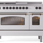 Ilve UP48FSNMPWHB Nostalgie Ii 48 Inch Dual Fuel Natural Gas Freestanding Range In White With Bronze Trim