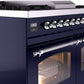 Ilve UPD40FNMPMBC Nostalgie Ii 40 Inch Dual Fuel Natural Gas Freestanding Range In Blue With Chrome Trim