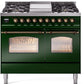 Ilve UPD40FNMPEGB Nostalgie Ii 40 Inch Dual Fuel Natural Gas Freestanding Range In Emerald Green With Bronze Trim