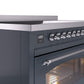 Ilve UPI486NMPBGC Nostalgie Ii 48 Inch Electric Freestanding Range In Blue Grey With Chrome Trim