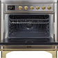 Ilve UMI09NS3SSG Majestic Ii 36 Inch Electric Freestanding Range In Stainless Steel With Brass Trim