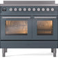 Ilve UPDI406WMPBG Professional Plus Ii 40 Inch Electric Freestanding Range In Blue Grey With Trim