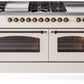 Ilve UP60FSNMPAWBLP Nostalgie Ii 60 Inch Dual Fuel Liquid Propane Freestanding Range In Antique White With Bronze Trim