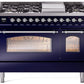 Ilve UP48FNMPMBCLP Nostalgie Ii 48 Inch Dual Fuel Liquid Propane Freestanding Range In Blue With Chrome Trim