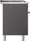 Ilve UP60FSNMPMGGLP Nostalgie Ii 60 Inch Dual Fuel Liquid Propane Freestanding Range In Matte Graphite With Brass Trim