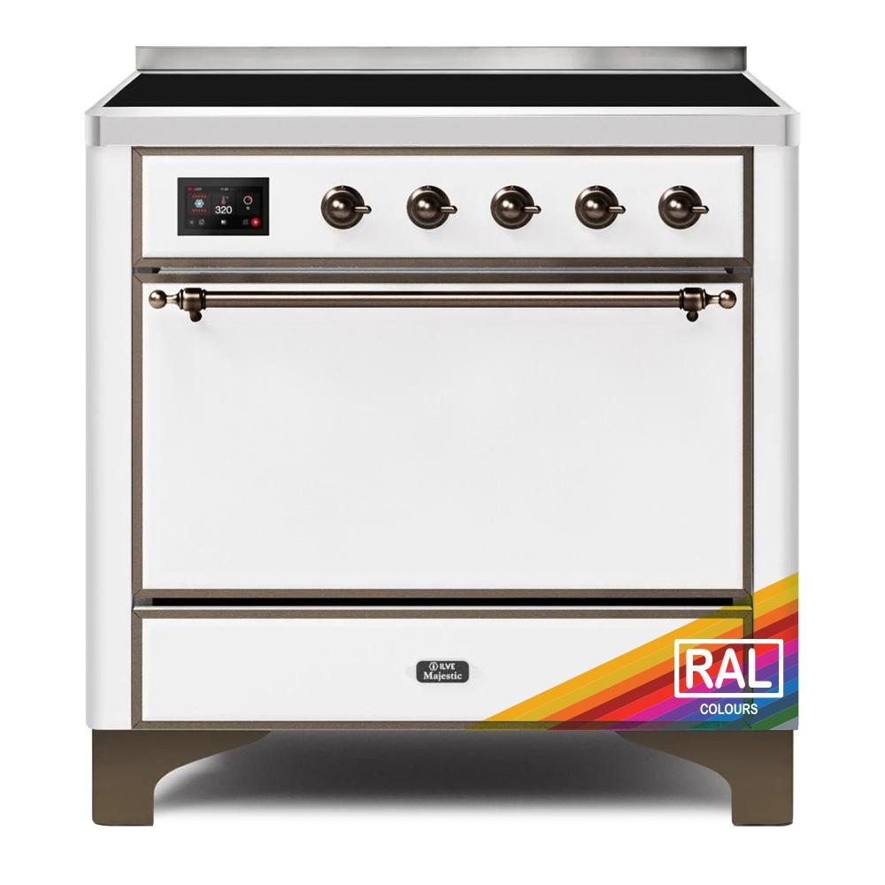 Ilve UMI09QNS3RAB Ilve Majestic Ii 36 Umi09Qns3Rab Freestanding Electric Range With Induction Single Oven With Solid Door In Ral Color With Bronze Knobs