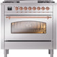 Ilve UP36FNMPSSPLP Nostalgie Ii 36 Inch Dual Fuel Liquid Propane Freestanding Range In Stainless Steel With Copper Trim