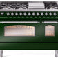 Ilve UP48FNMPEGCLP Nostalgie Ii 48 Inch Dual Fuel Liquid Propane Freestanding Range In Emerald Green With Chrome Trim