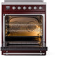 Ilve UPI304NMPBUC Nostalgie Ii 30 Inch Electric Freestanding Range In Burgundy With Chrome Trim