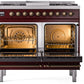 Ilve UPD40FNMPBUB Nostalgie Ii 40 Inch Dual Fuel Natural Gas Freestanding Range In Burgundy With Bronze Trim