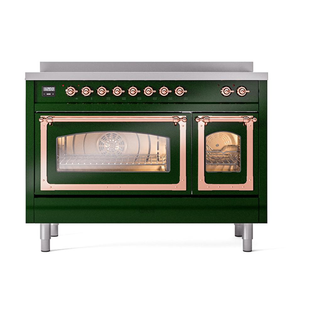 Ilve UNI486NMPEGP Ilve Uni486Nmpegp Nostalgie Ii Noblesse 48" Induction Range (Triple Glass Door, Emerald Green, Copper)