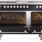 Ilve UP48FSWMPBK Professional Plus Ii 48 Inch Dual Fuel Natural Gas Freestanding Range In Glossy Black With Trim