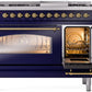 Ilve UP48FNMPMBG Nostalgie Ii 48 Inch Dual Fuel Natural Gas Freestanding Range In Blue With Brass Trim