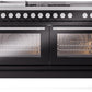 Ilve UP60FSWMPBK Professional Plus Ii 60 Inch Dual Fuel Natural Gas Freestanding Range In Glossy Black With Trim