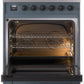 Ilve UPI304NMPBGB Nostalgie Ii 30 Inch Electric Freestanding Range In Blue Grey With Bronze Trim