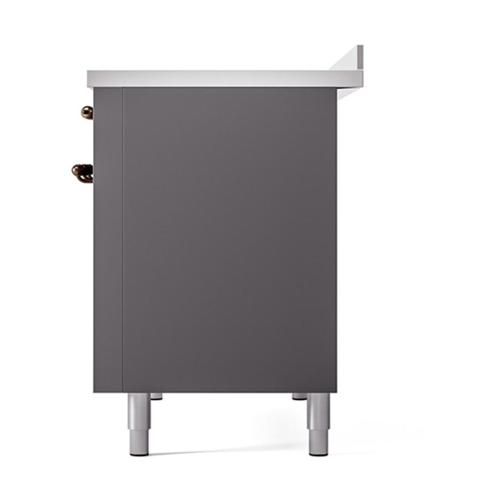 Ilve UNI486QNMPMGB Ilve Uni486Qnmpmgb Nostalgie Ii Noblesse 48" Induction Range (Solid Door, Graphite Matte, Burnished)