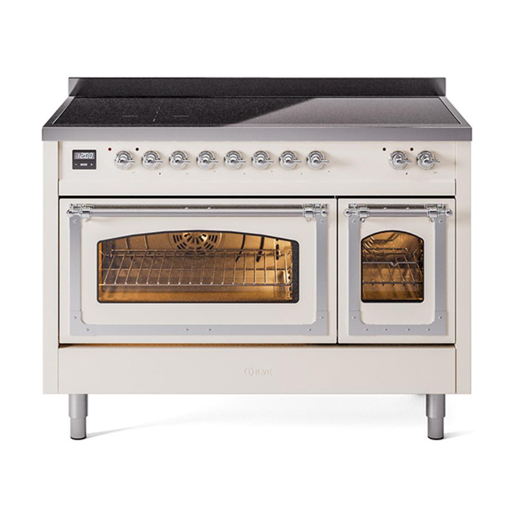 Ilve UNI486NMPAWC Ilve Uni486Nmpawc Nostalgie Ii Noblesse 48" Induction Range (Triple Glass Door, Antique White, Chrome)