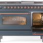 Ilve UP48FNMPBGP Nostalgie Ii 48 Inch Dual Fuel Natural Gas Freestanding Range In Blue Grey With Copper Trim