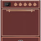 Ilve UM30DQNE3BUPLP Majestic Ii 30 Inch Dual Fuel Liquid Propane Freestanding Range In Burgundy With Copper Trim