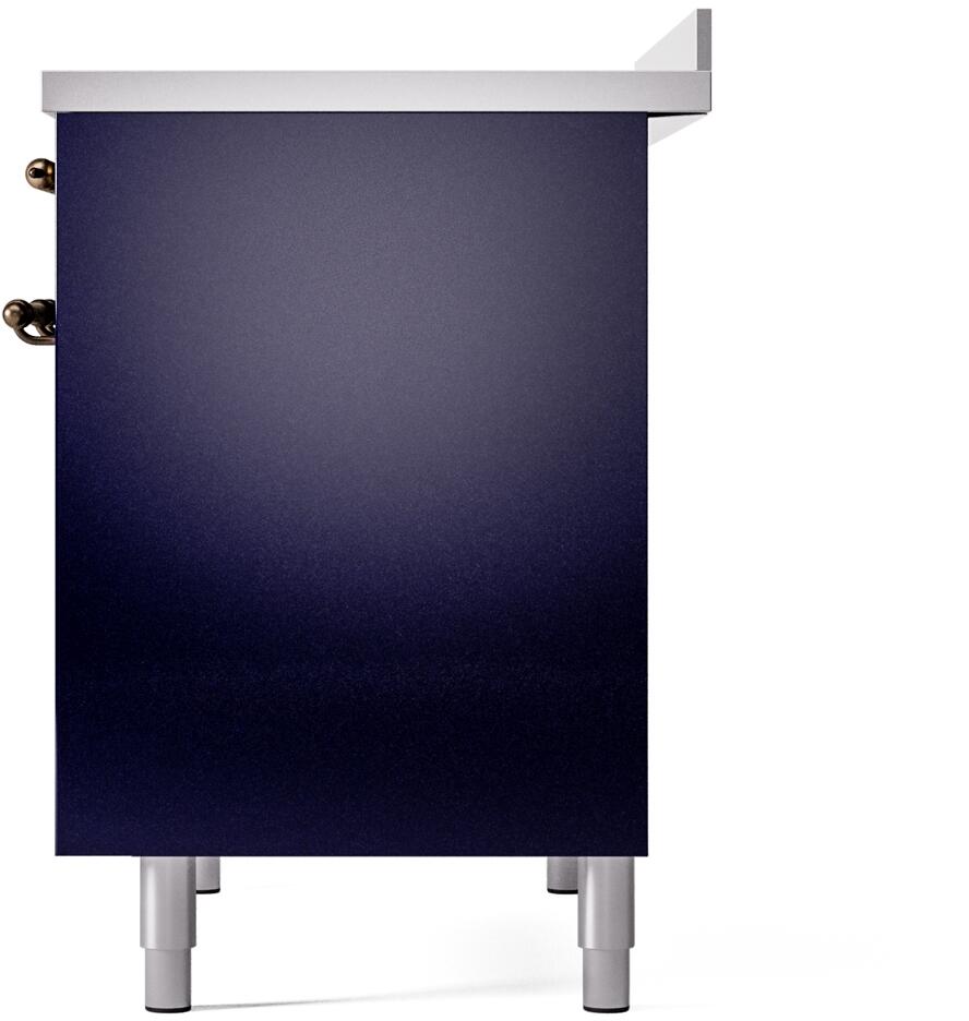 Ilve UPDI406NMPMBB Nostalgie Ii 40 Inch Electric Freestanding Range In Blue With Bronze Trim