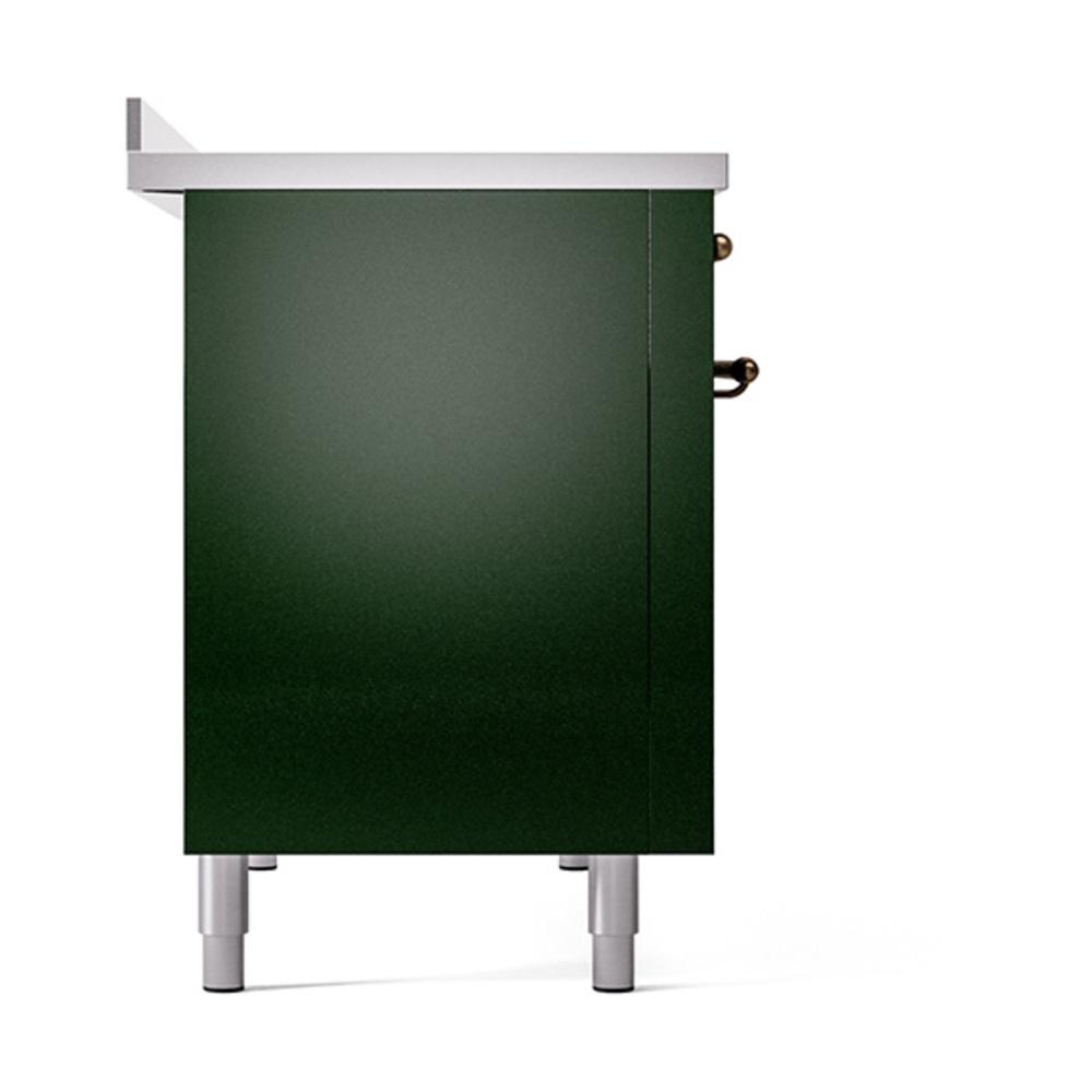 Ilve UNI486QNMPEGB Ilve Uni486Qnmpegb Nostalgie Ii Noblesse 48" Induction Range (Solid Door, Emerald Green, Burnished)