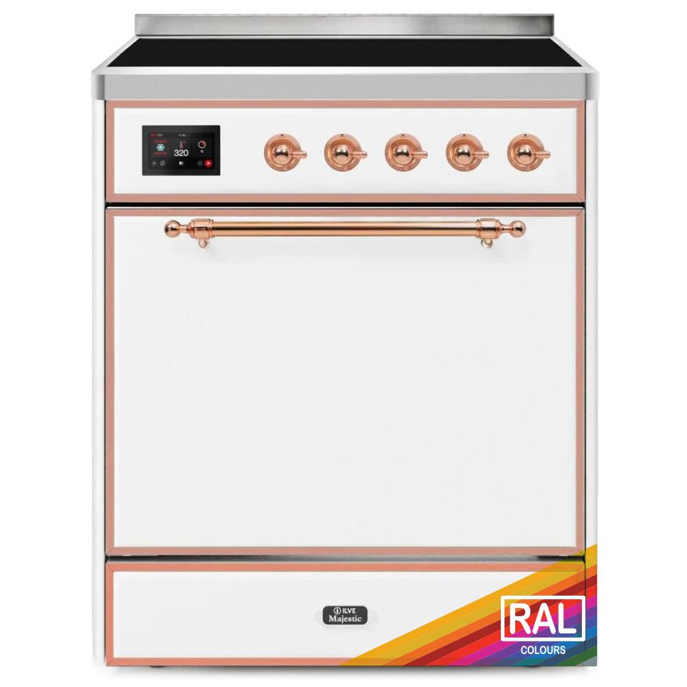 Ilve UMI30QNE3RAP Ilve Majestic Ii 30 Umi30Qne3Rap Freestanding Electric Range With Induction Single Oven With Solid Door In Ral Color With Copper Knobs