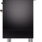 Ilve UPI366NMPBKB Nostalgie Ii 36 Inch Electric Freestanding Range In Glossy Black With Bronze Trim